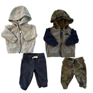 Carter's 2 Piece Camo Dino Hoodie and Grey Jogger Set Bundle baby boy size 3m